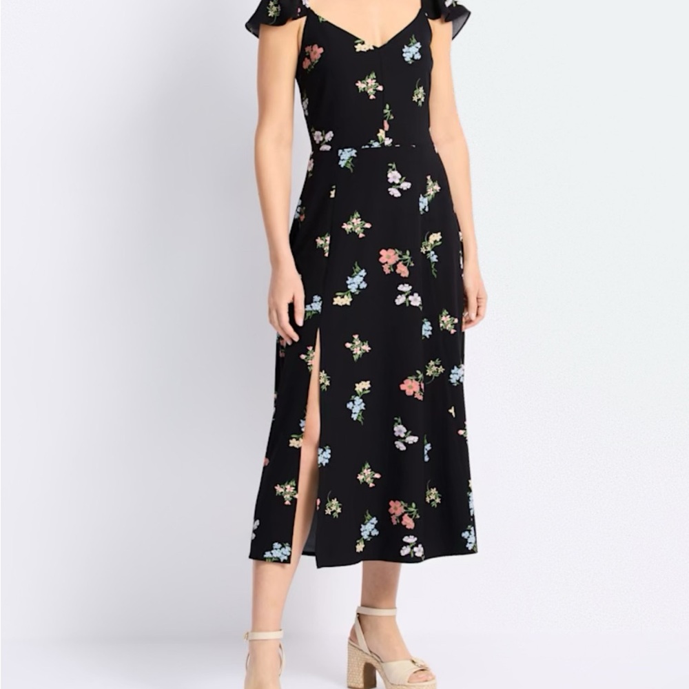Market & Spruce Black Floral Midi Dress